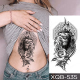 Waterproof Temporary Tattoo Sticker Black Dragon Snake Peony Rose Totem Flash Tatto Women Men Dark Sexy Waist Arm Fake Tattoos