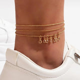 Boho Anklet Foot Chain Summer Bracelet Tassel Star Crystal Pendant Charm Anklet Sandals Barefoot Beach Foot Bridal Jewelry J022