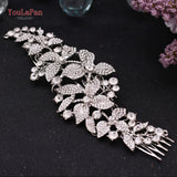 TOPQUEEN HP301 Indian Bridal Hair Accessories Alloy Flower Bridal Crowns and Tiaras Silver Hair Pieces Wedding Hair Jewelry