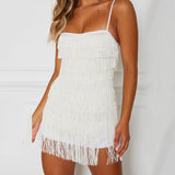 Mtcytea Yissang Tassel Summer Dresses Female Halter Backless Casual Club Mini Dress Sexy Fringe Bandage Bodycon Party Dress Vestidos