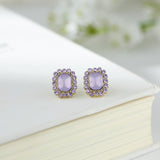 Personality contracted French delicate pink purple stud earrings metal ube violet retro contracted small geometric earrings