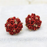 new design fashion brand jewelry rose flower Summer style stud earring gold Happy marriage earring for women gift