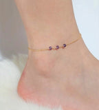 Chakra Gemstone & Lotus Charm Anklet - 7 Chakra Ankle Bracelet - Yoga Ankle