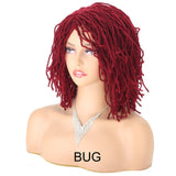 Braided Wig 10inch Synthetic Hair Short Bob Wig for Women Black Blonde Red Dreadlock Goddess Faux Nu Locs Curly Twist Wig Female