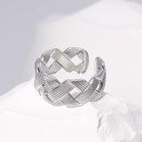 1 Trendy Stainless Steel Rings for Women Flower Heart Adjustable Finger Ring Fashion Party Jewelry Geometric Aesthetic Open Ring