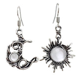 Fashion Bohemia Sun And Moon Earrings Silver Color Round Crystal Drop Earrings Women Female Boho Jewelry Gift For Her