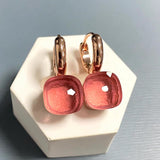 10.6mm Pomellato Nudo Earrings For Women High Quality Pink Crystal Earrings Square Candy Colors Earrings Fashion Jewelry Gift