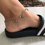 Bohemian Multi Layered Beads Ankle Bracelet for Women Leg Chain Blue Evil Eye Pendant Anklet Summer Beach Foot Jewelry