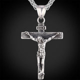 Mtcytea   Paragraph Fashion Necklace Cross Pendant Necklace Jesus Men's Stainless Steel Chains Christian Jewelry Gifts