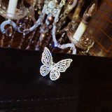 Korea Hot Selling Fashion Jewelry Exquisite Copper Inlaid Zircon Black Smart Butterfly Open Ring Female Prom Ring