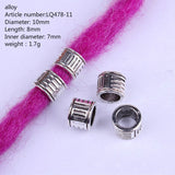 Mtcytea 5 Pcs Retro Silver Metal Hair Braid Dread Dreadlock Beard Beads Rings Tube Appro 6mm Inner Hole Jewelry 40 Style