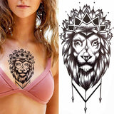 1pc Animal Lion Women Waterproof Temporary Tattoos Fake Stickers Arm Sun Art Black Cross Jesus 3D Praying Fashion Decoration