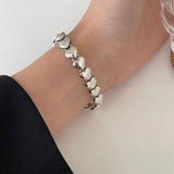 Silver ColorSmooth Surface Heart-Shape Bracelets For Women INS Fashion Elegant Simple Couples Bangles Party Jewelry Gifts