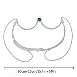 Mtcytea New Fashion Green Gem Chest Bracket Bras Chain Body Jewelry For Women Rhinestone Body Chain Bra Harness Lingerie Festival Gift