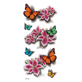 Feather Butterfly Temporary Tattoos Sticker for Women's Body Protection Tattoo 3D Rose Flower Anime Fake Stickers Waterproof