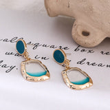 South Korea contracted Xuan elegant temperament wind color transparent earring fairy little girl pure and fresh and earrings