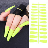 24Pcs Matte Long Ballerina False Nails Tips Colorful Coffin Full Cover Fake Nails With Glue Nail Art Decor Manicure Extension