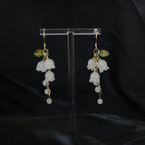 Sweet temperament small fresh white lily of the valley flower earrings elegant and gentle earrings