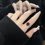 Elegant White Opal Irregular Crystal Ring Fashion Vintage Metal Hollow Open Adjustable Rings For Women Girl Ring Trendy Jewelry