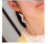 New Gold Color Long Crystal Tassel Dangle Earrings for Women Wedding Drop Earring Fashion Jewelry Gifts