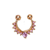 New Crystal Clicker Fake Septum For Women Men Clip Hoop Nose Ring Faux Piercing 12 style gold Plated Alloy Body Jewelry