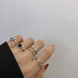 XIYANIKE Silver Color  Korea Heart-Shaped Love Peach Dollar Smiley Ring Female Hot Index Finger Tail Ring Fashion Trend