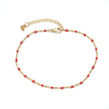 Enamel Anklet Stainless Steel Gold Color 23cm(9") long For Birthday Party And New Year Gifts , 1 Piece