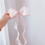 New Large Satin Bow Hairclip Girls Trendy Hairpin Women Chiffon Long Ribbon Ponytail Clip Barrettes Oversized Hair Accessories