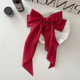 Elegant Bow Ribbon Hair Clip Fashion Simple Solid Satin Spring Clip Hair Pin Retro Headband with Clips Girls Hair Accessories