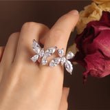 New design fashion jewelry opening high-grade copper inlaid zircon butterfly ring luxury shiny cocktail party ring for women