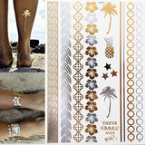 1 sheet Flash Boho Metallic Gold Feathers Shimmering Jewellery Festival Temporary Tattoo