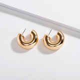 New Geometric Simple Minimalism Round Gold Color Silver Color Thick Metal Hoop Earrings for Women Jewelry 1 cm Wide