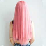 Long straight hair wig synthetic pink bangs Cosplay wig ladies synthetic bangs wig