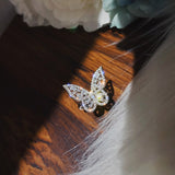 Korea Hot Selling Fashion Jewelry Exquisite Copper Inlaid Zircon Black Smart Butterfly Open Ring Female Prom Ring