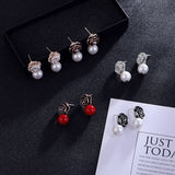 Trendy Style Camellia Flower Stud Earrings Pearl Flower Big Brand Eesign Earring Boucle Femme Pendante Chic Jewelry