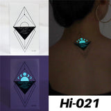 Blue Luminous Tattoo Sticker Luminous Waterproof Sexy Temporary Tattoo Chest Fake Tattoo