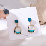 South Korea contracted Xuan elegant temperament wind color transparent earring fairy little girl pure and fresh and earrings