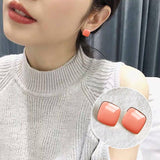 New Fashion Colorful Enamel Square Glaze Stud Ear Studs for Women Beautiful Simple Geometric Earrings Trend Jewelry  Boho