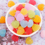 10pcs Colorful Heart Shape Soft Candy Charms Cute Kawaii Resin Pendant Drop Charms for Earring Bracelets Jewelry Making Supplies