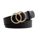 Double Ring Belts for Women Girls Fashion Leopard Waist Belt PU Metal Buckle Heart Pin Belt Leisure Dress Jeans Wild Waistband