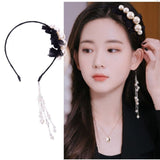 Woman Grace Earrings Tassels Hair Hoop Fashion Diamond Pearl Hair Bands Headband Jewelry Girl For Party Wedding Hair Accessories