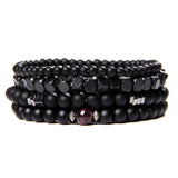 Fashion Natural Stone Beads Men Bracelet Multilayer Black Lava Onyx Beads Charm Punk Bracelet Bangles Women Jewelry Couples Gift