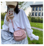 Mtcytea Hot Women Canvas Zipper Bag Preppy Style Student Tote Shoulder Messenger Bag Small Corduroy Bag Satchel Travel Purse Handbag