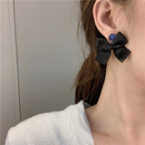 Earrings for Women Black Retro Bow Earrings Fashion Student Style Lightweight Earrings Jewelry Accessories Wholesale