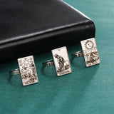 Mtcytea Skyrim Tarot Cards Rings for Women Men Stainless Steel Esotericism Divination Magic Ring Band Major Arcana Amulet Jewelry Gift