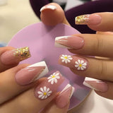 24Pcs/Set Manicure Wearable Ballerina Removable Coffin Nail With Glue Fake Nails Finished Women Girls False Nails Art Decoration