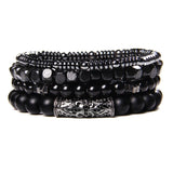 Fashion Natural Stone Beads Men Bracelet Multilayer Black Lava Onyx Beads Charm Punk Bracelet Bangles Women Jewelry Couples Gift