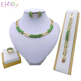 Liffly Dubai Costume Jewelry Sets for Women Luxury Bridal Nigerian Wedding African Beads Jewelry Set New Design