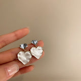 New Korean Fashion Irregular Heart Statement Drop Earrings Sweet Girls Jewelry Accessories Party Dangle Earrings For Women