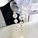 Fashion Trend Crystal Zircon Bow Pendant Earrings For Women Party Girl Imitation Pearl Dangle Earrings Luxury Wholesale Jewelry